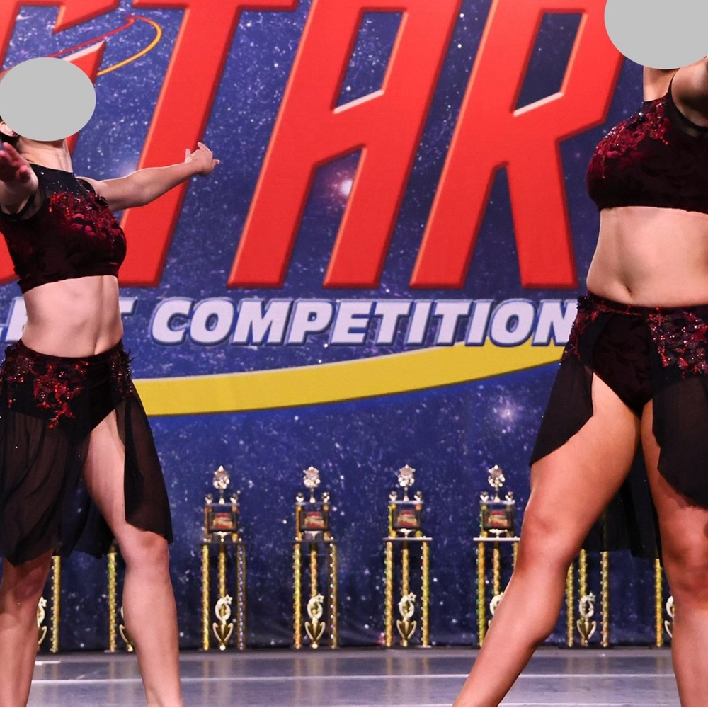 Black and Red Lyrical Duet Costumes